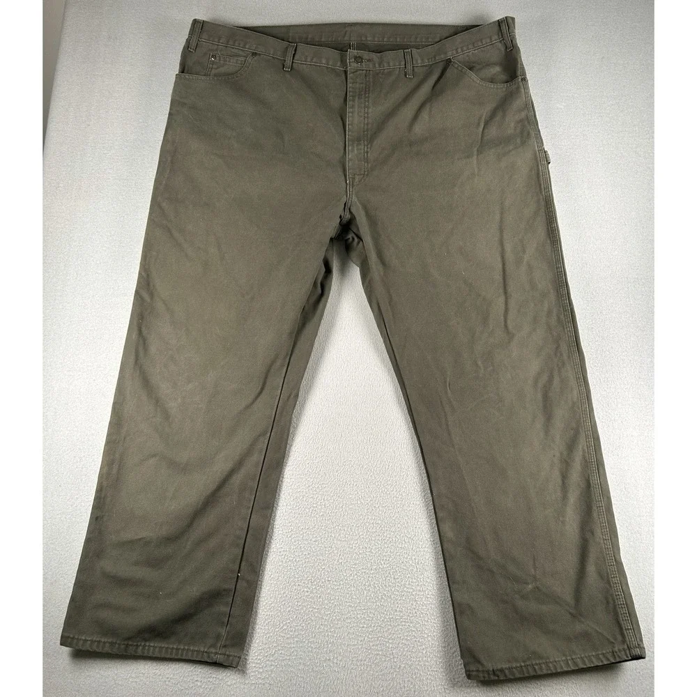 Dickies Men's Green Canvas Cotton Carpenter Work Pants 50x31.5 Construction